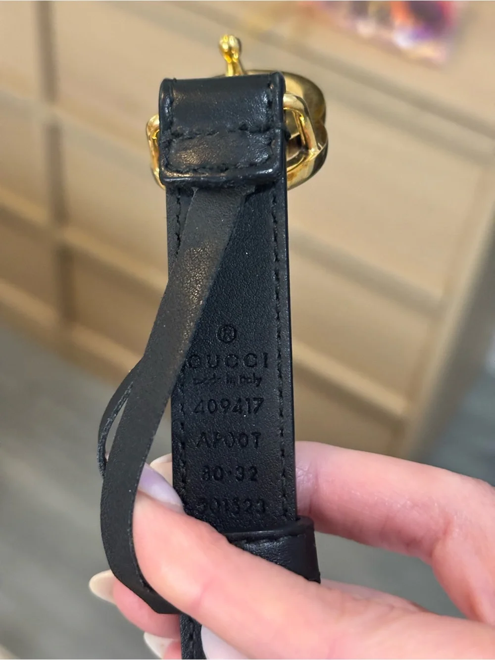 Gucci Black Leather Belt with Gold GG Buckle